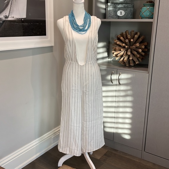 Lulus Zoee Black and White Striped Culotte Overalls - Picture 2 of 8